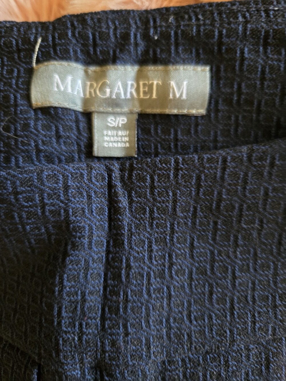 Margaret M Navy And Black Textured Pull On Pants Size Small